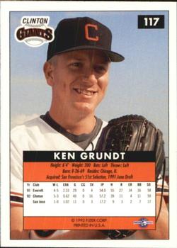 1992-93 Fleer Excel #117 Ken Grundt Back