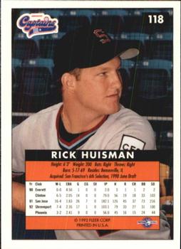 1992-93 Fleer Excel #118 Rick Huisman Back