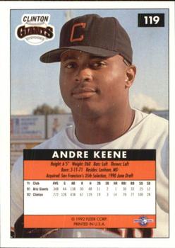 1992-93 Fleer Excel #119 Andre Keene Back