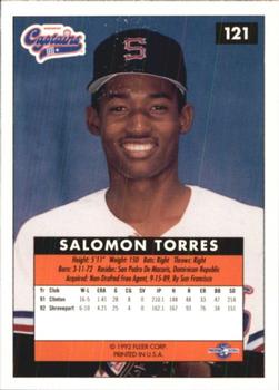 1992-93 Fleer Excel #121 Salomon Torres Back