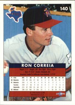 1992-93 Fleer Excel #140 Ron Correia Back