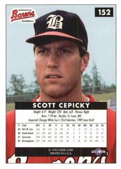 1992-93 Fleer Excel #152 Scott Cepicky Back
