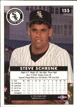 1992-93 Fleer Excel #155 Steve Schrenk Back