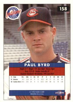 1992-93 Fleer Excel #158 Paul Byrd Back