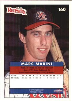 1992-93 Fleer Excel #160 Marc Marini Back