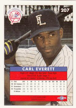 1992-93 Fleer Excel #207 Carl Everett Back