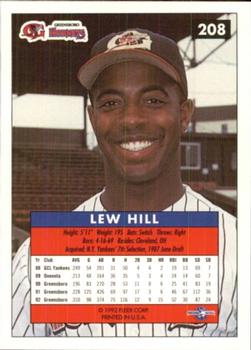 1992-93 Fleer Excel #208 Lew Hill Back