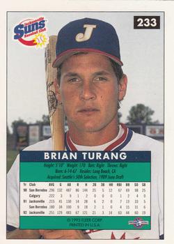 1992-93 Fleer Excel #233 Brian Turang Back