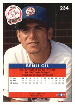 1992-93 Fleer Excel #234 Benji Gil Back