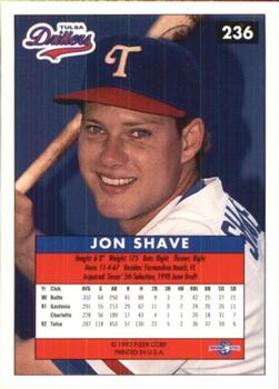 1992-93 Fleer Excel #236 Jon Shave Back