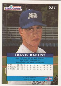 1992-93 Fleer Excel #237 Travis Baptist Back