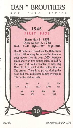 1984 Galasso Hall of Famers #30 Dan Brouthers Back