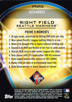 2011 Topps - Prime 9 Player of the Week Refractors #PNR8 Ichiro Suzuki Back