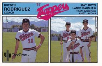 1987 TacoTime Salt Lake Trappers #7 Rueben Rodriguez / Lance Bagshaw / Ryan Bagshaw / Andy Iocana Front