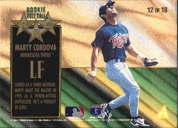 1995 Zenith - Rookie Roll Call #12 Marty Cordova Back
