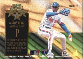 1995 Zenith - Rookie Roll Call #16 Carlos Perez Back