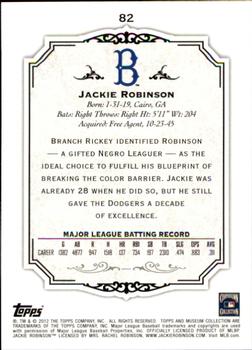 2012 Topps Museum Collection #82 Jackie Robinson Back