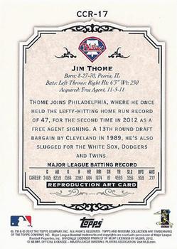 2012 Topps Museum Collection - Canvas Collection #CCR-17 Jim Thome Back