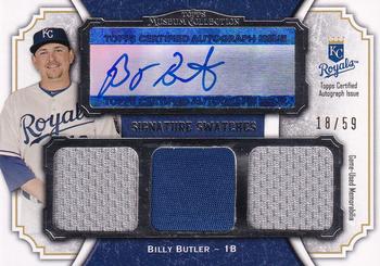 2012 Topps Museum Collection - Signature Swatches Triple Relic Autographs #SSATR-BBU Billy Butler Front
