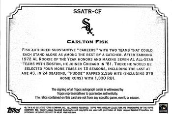2012 Topps Museum Collection - Signature Swatches Triple Relic Autographs #SSATR-CF Carlton Fisk Back