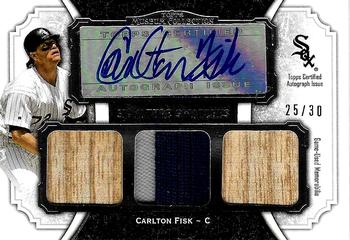 2012 Topps Museum Collection - Signature Swatches Triple Relic Autographs #SSATR-CF Carlton Fisk Front