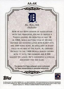 2012 Topps Museum Collection - Archival Autographs Gold 5 #AA-AK Al Kaline Back