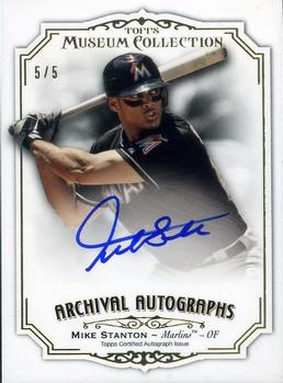 2012 Topps Museum Collection - Archival Autographs Gold 5 #AA-MS Mike Stanton Front