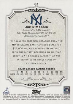 2012 Topps Museum Collection - Green #81 Joe DiMaggio Back