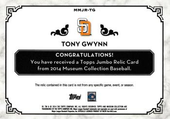 2012 Topps Museum Collection - Momentous Material Jumbo Relics Gold #MMJR-TG Tony Gwynn Back