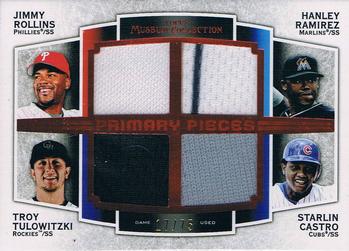 2012 Topps Museum Collection - Primary Pieces 4-Player Quad Relics Red 75 #PPFQR-RRTC Jimmy Rollins / Hanley Ramirez / Troy Tulowitzki  / Starlin Castro Front