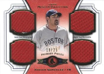2012 Topps Museum Collection - Primary Pieces Quad Relics Gold 25 #PPQR-AG Adrian Gonzalez Front