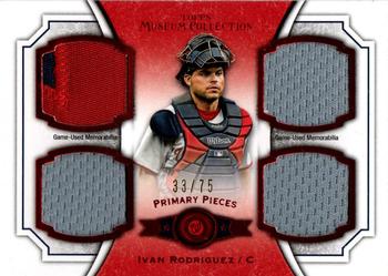 2012 Topps Museum Collection - Primary Pieces Quad Relics Red 75 #PPQR-IR Ivan Rodriguez Front