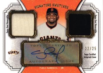 2012 Topps Museum Collection - Signature Swatches Dual Relic Autographs Gold 25 #SSADR-PS Pablo Sandoval Front