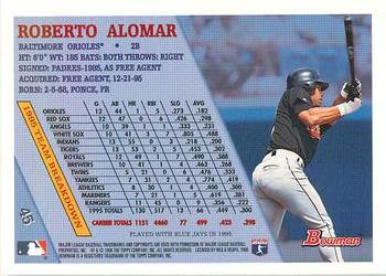 1996 Bowman #45 Roberto Alomar Back