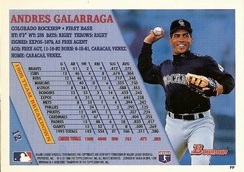 1996 Bowman #12 Andres Galarraga Back