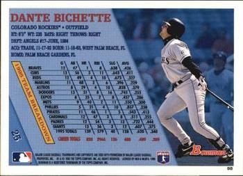 1996 Bowman #25 Dante Bichette Back