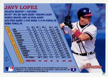 1996 Bowman #32 Javy Lopez Back