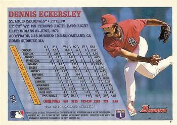 1996 Bowman #64 Dennis Eckersley Back
