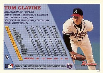 1996 Bowman #86 Tom Glavine Back