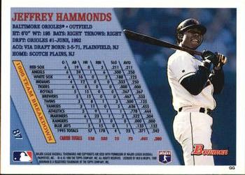 1996 Bowman #87 Jeffrey Hammonds Back