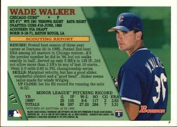 1996 Bowman #117 Wade Walker Back