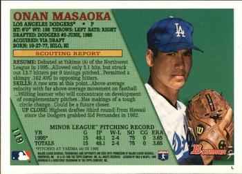 1996 Bowman #119 Onan Masaoka Back