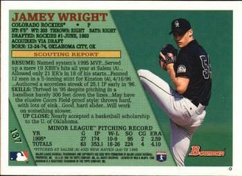 1996 Bowman #137 Jamey Wright Back