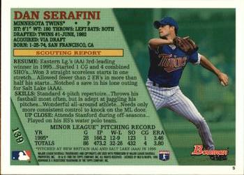 1996 Bowman #139 Dan Serafini Back