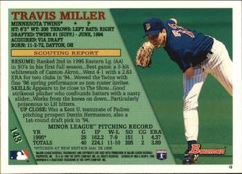 1996 Bowman #143 Travis Miller Back