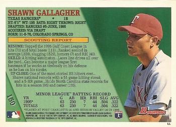 1996 Bowman #150 Shawn Gallagher Back