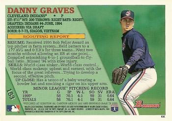 1996 Bowman #153 Danny Graves Back