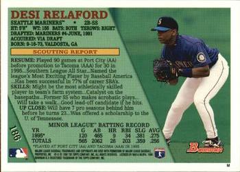 1996 Bowman #186 Desi Relaford Back