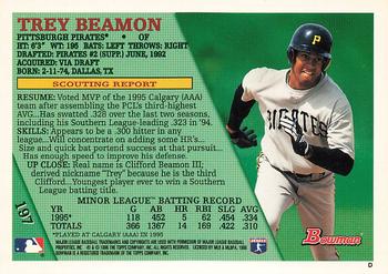 1996 Bowman #197 Trey Beamon Back