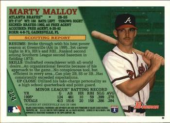 1996 Bowman #224 Marty Malloy Back